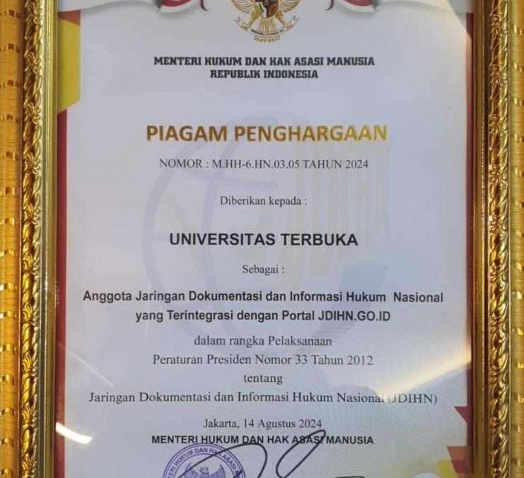 UT Sukses Raih Anugerah Penghargaan dari Kemenkumham RI